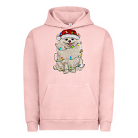 Pigment Salmon white pomeranian with christmas lights Urban Hoodie - RanaPortraitStore