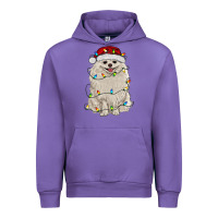Tulip white pomeranian with christmas lights Urban Hoodie - RanaPortraitStore