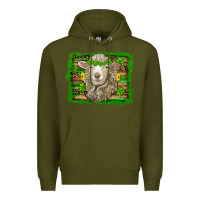Army Green st patricks day sheep shamrock gold  serape leopard glitter Premium Hoodie - Artiststas