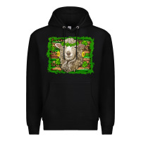 St Patricks Day Sheep Shamrock Gold  Serape Leopard Glitter Premium Hoodie | Teevron