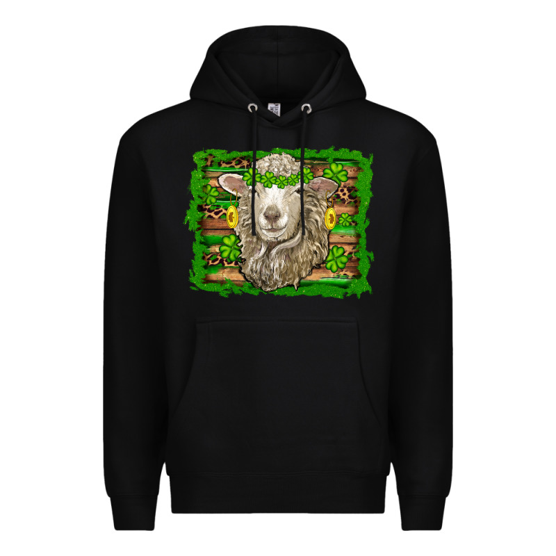 St Patricks Day Sheep Shamrock Gold  Serape Leopard Glitter Premium Hoodie by Artiststas | Teevron
