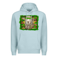 Blue Mist st patricks day sheep shamrock gold  serape leopard glitter Premium Hoodie - Artiststas