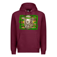 Burgundy st patricks day sheep shamrock gold  serape leopard glitter Premium Hoodie - Artiststas