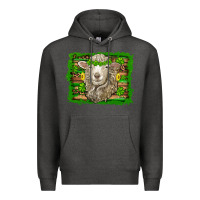 Charcoal Heather st patricks day sheep shamrock gold  serape leopard glitter Premium Hoodie - Artiststas