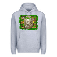 Heather Grey st patricks day sheep shamrock gold  serape leopard glitter Premium Hoodie - Artiststas