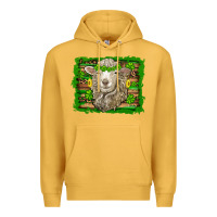 Mustard st patricks day sheep shamrock gold  serape leopard glitter Premium Hoodie - Artiststas