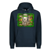Navy st patricks day sheep shamrock gold  serape leopard glitter Premium Hoodie - Artiststas
