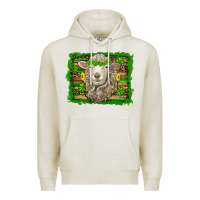 Oatmeal Heather st patricks day sheep shamrock gold  serape leopard glitter Premium Hoodie - Artiststas