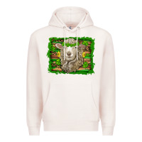 Pale Pink st patricks day sheep shamrock gold  serape leopard glitter Premium Hoodie - Artiststas