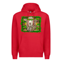 Red st patricks day sheep shamrock gold  serape leopard glitter Premium Hoodie - Artiststas