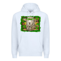 White st patricks day sheep shamrock gold  serape leopard glitter Premium Hoodie - Artiststas
