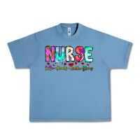 Pebble Blue Nurse Coffee Scrubs Rubber Gloves Urban Heavy Tee - CowhideDigitalArt