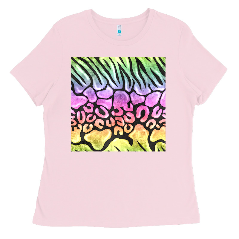 Neon Rainbow Safari Seamless Pattern Ladies Tee by BundleAndBundleShop | Teevron