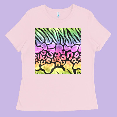 Neon Rainbow Safari Seamless Pattern Ladies Tee Designed By Bundleandbundleshop