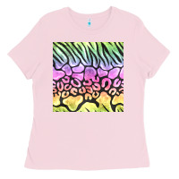 Bubblegum Pink neon rainbow safari seamless pattern Ladies Tee - BundleAndBundleShop