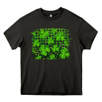 Asphalt st patrick's day shamrock and plaid distressed background Heavy Core Tee - RanaPortraitStore