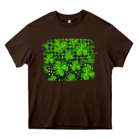 Chocolate Brown st patrick's day shamrock and plaid distressed background Heavy Core Tee - RanaPortraitStore