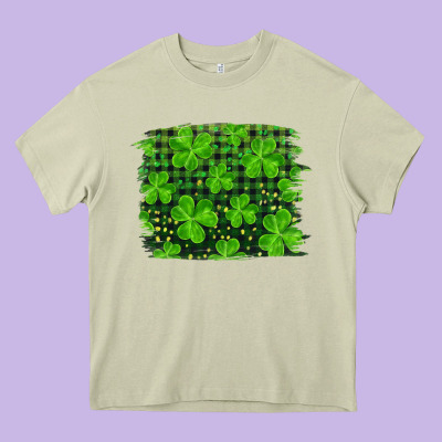 St Patrick's Day Shamrock And Plaid Distressed Background Heavy Core Tee Designed By Ranaportraitstore