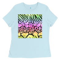Baby Blue neon rainbow safari seamless pattern Ladies Tee - BundleAndBundleShop