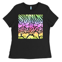 Black neon rainbow safari seamless pattern Ladies Tee - BundleAndBundleShop