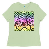 Matcha neon rainbow safari seamless pattern Ladies Tee - BundleAndBundleShop