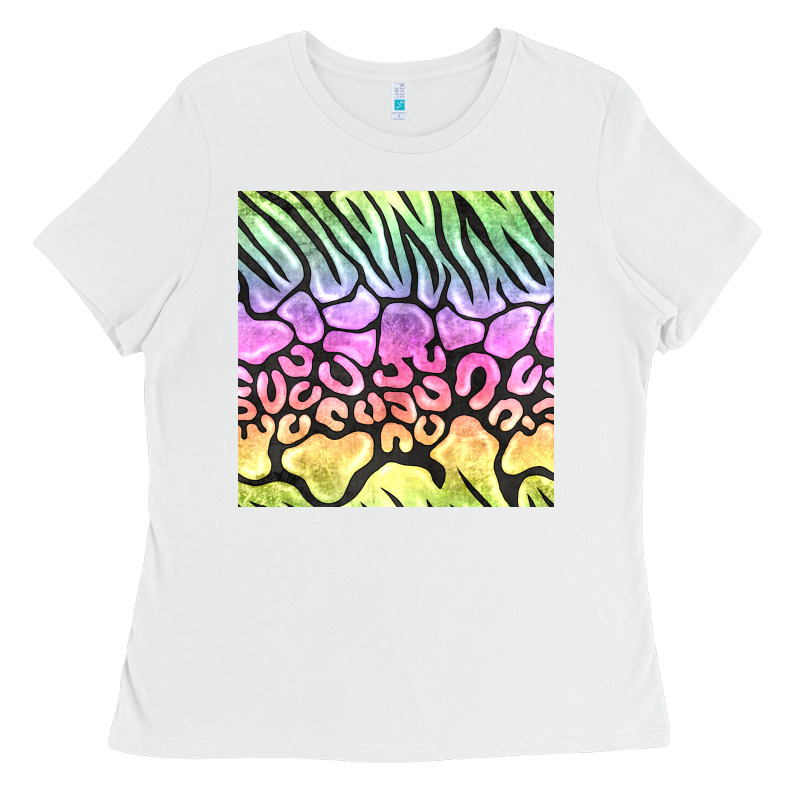 Neon Rainbow Safari Seamless Pattern Ladies Tee by BundleAndBundleShop | Teevron