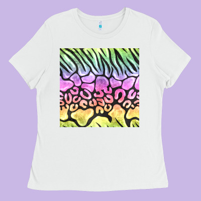Neon Rainbow Safari Seamless Pattern Ladies Tee Designed By Bundleandbundleshop