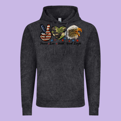 Peace Love Bald Head Eagle Vintage Hoodie Designed By Lillyallendesigns