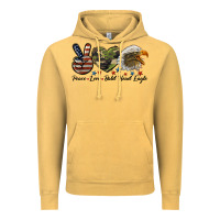 Vintage Mustard peace love bald head eagle Vintage Hoodie - LillyAllenDesigns