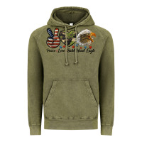 Vintage Olive peace love bald head eagle Vintage Hoodie - LillyAllenDesigns