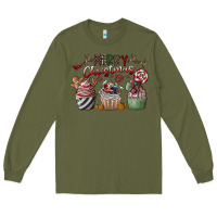 Army Green Merry Christmas Long Sleeve Tee - CowhideDigitalArt