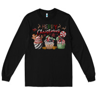 Black Merry Christmas Long Sleeve Tee - CowhideDigitalArt