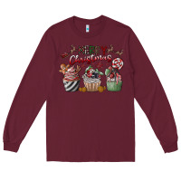 Burgundy Merry Christmas Long Sleeve Tee - CowhideDigitalArt