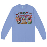 Colony Blue Merry Christmas Long Sleeve Tee - CowhideDigitalArt