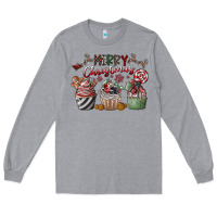 Heather Grey Merry Christmas Long Sleeve Tee - CowhideDigitalArt