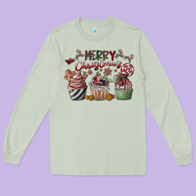Merry Christmas Long Sleeve Tee Designed By Cowhidedigitalart