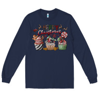 Navy Merry Christmas Long Sleeve Tee - CowhideDigitalArt
