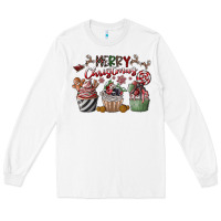 White Merry Christmas Long Sleeve Tee - CowhideDigitalArt