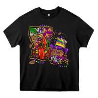 Black mardi gras louisiana map Heavy Core Tee - OliviaCreatesArt