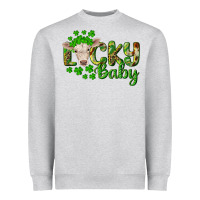 Heather Grey Lucky baby charolais calf Heavyweight Sweatshirt - RanaPortraitStore