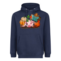 Navy Hello fall pig Heavyweight Hoodie - RanaPortraitStore