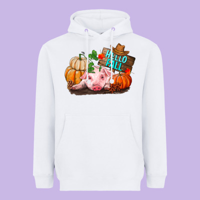 Hello Fall Pig Heavyweight Hoodie Designed By Ranaportraitstore