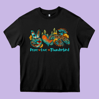 Peace Love Thunderbird Heavy Core Tee Designed By Oliviacreatesart