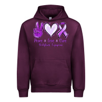 Mauve Wine Peace Love Cure Odgkins Lympoma Urban Hoodie - Jasminsmagicworld