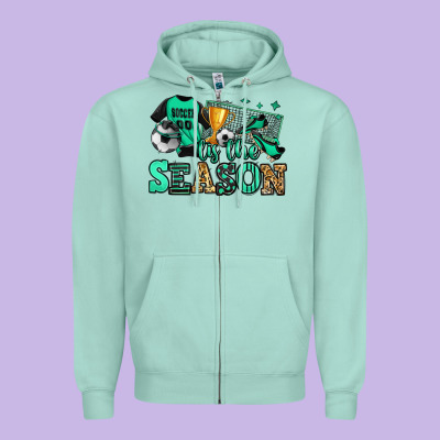 Tis The Season Soccer Zipper Hoodie Designed By Jasminsmagicworld