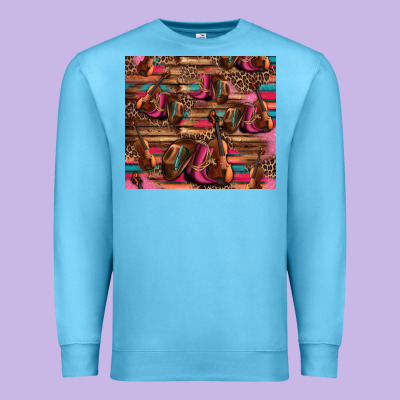 Valentines Day Violin And Cowboy Boots Country Music Premium Sweatshirt Designed By Jasminsmagicworld