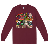 Burgundy Merry Christmas  tractor Long Sleeve Tee - CowhideDigitalArt