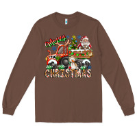 Chestnut Merry Christmas  tractor Long Sleeve Tee - CowhideDigitalArt