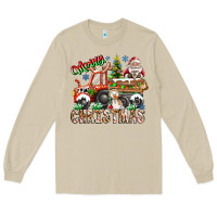 Mushroom Merry Christmas  tractor Long Sleeve Tee - CowhideDigitalArt