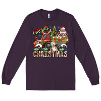 Plum Merry Christmas  tractor Long Sleeve Tee - CowhideDigitalArt